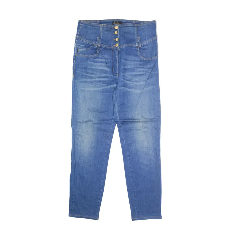 LUISA SPAGNOLI High Waisted Jeans Blue Denim Slim Skinny Stone Wash Womens W30 L27