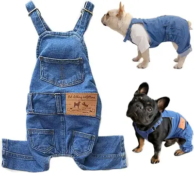 Dog Denim Jumpsuit Costumes Cat Pet Jean Overalls Clothes For Yorkie Bulldog dog denim overalls,2025 trendy pet denim vests, ...