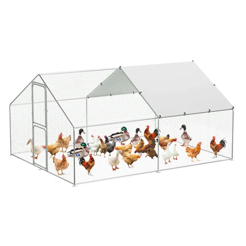 Garvee Heavy-Duty Walk-In Metal Chicken Coop for Backyard Poultry – Dual Lockable Doors, Galvanized Steel Frame, Waterproof...