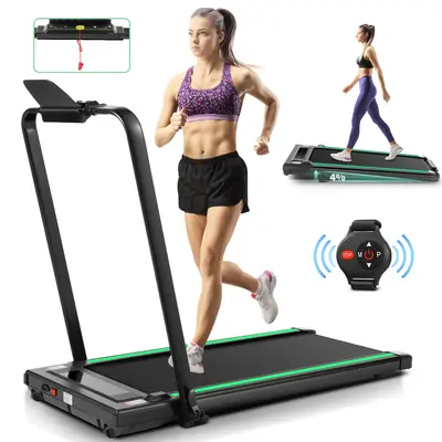ANCHEER 2 in 1 Under Desk 2s Folding Treadmill , Compact Electric Walking Pad for Home/Gym/Office with LED Touch Screen/Remot...