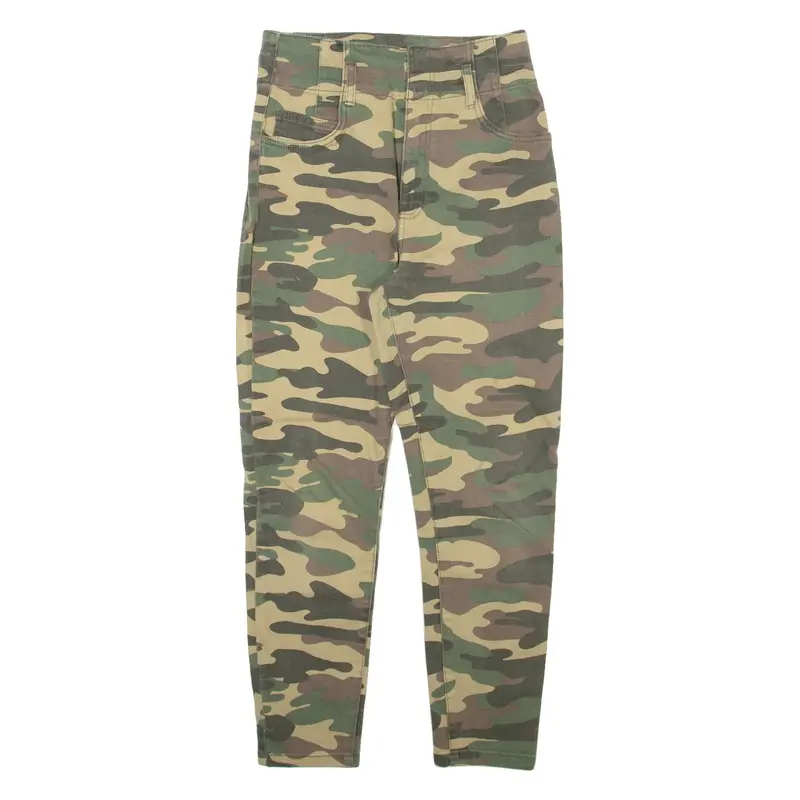 BERSHKA Camo Womens Trousers Grey Slim Skinny W26 L25