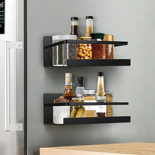 MECHEER 2 Pack Magnetic Spice Storage Rack Organizer with Hooks for Kitchen and Refrigerator,Kitchen Gadgets,Home Organizatio...