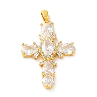 Brass Micro Pave Clear Cubic Zirconia Pendants