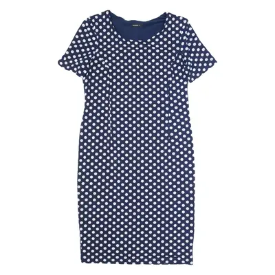 ROMAN Womens Pencil Dress Blue Polka Dot Short Sleeve Knee Length UK 10