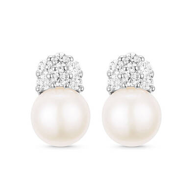 Simple Micro Pave AAA Cubic Zirconia Rhodium Plated 925 Sterling Silver Ear Studs