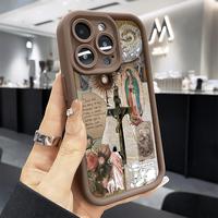Phone case for iPhone 16 Pro Max 15 Plus 14 13 12 11 XR XS Fashion Religious Collage Anti-Scratch Shockproof TPU Bumper Drop-...