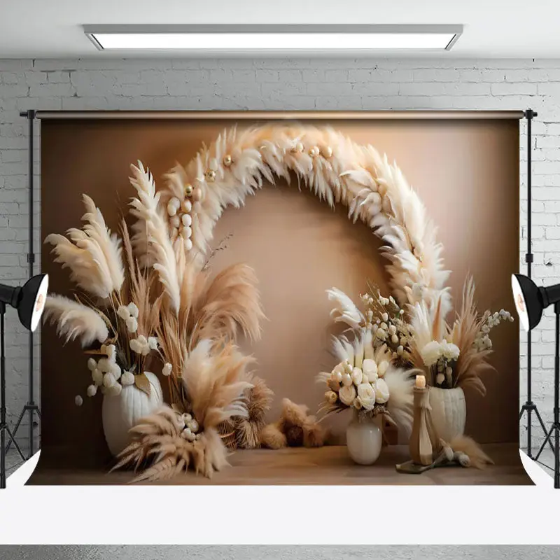 Aperturee Classic Boho Feather Arch Wall Photography Backdrop