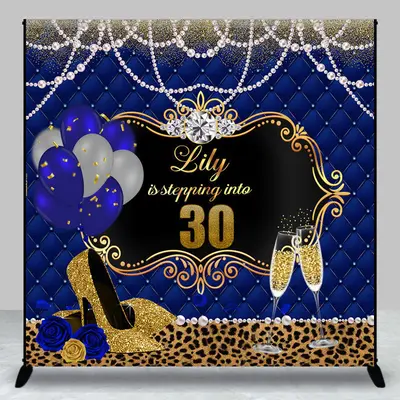 Blue Pearl High Heels Custom 30th Birthday Backdrop
