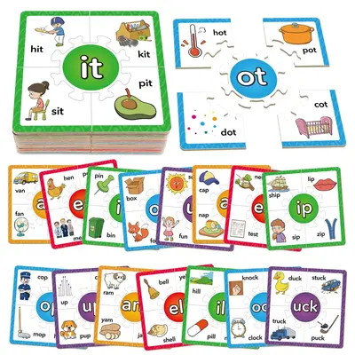 Torlam Phonics Puzzles Rhyming Games Phonics Games Flash Cards, Learn to Read Spelling Reading Sight Words, Short A E I O U B...