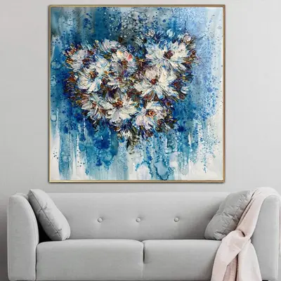Abstract Heart Painting on Canvas Flowers Wall Art Romantic Artwork Impasto Wall Art Love Painting Gift for Couples | FALLING...
