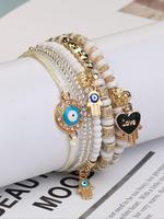 Evil Eye Bracelet & Heart & Hand Charm Elegant Jewelry Bracelet for Women, 6pcs Vintage Boho Mexican Matching High Quality Br...