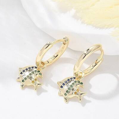 Brass Clear Cubic Zirconia Hoop Earrings