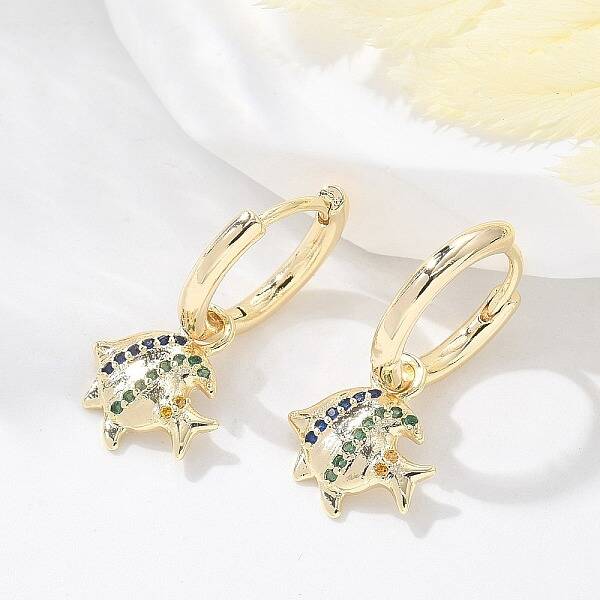 Brass Clear Cubic Zirconia Hoop Earrings