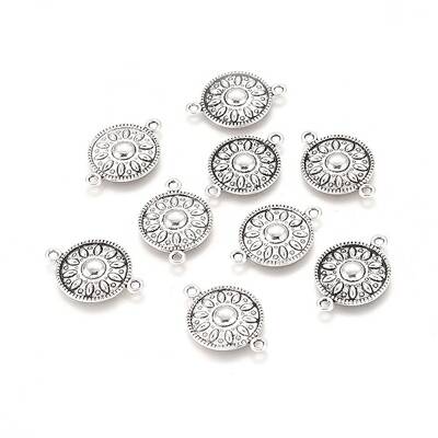 Flat Round Tibetan Style Alloy Links connectors