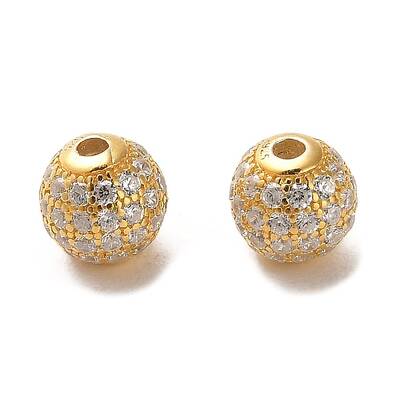 925 Sterling Silver Micro Pave Cubic Zirconia Beads