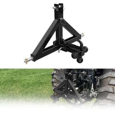 Garvee 3 Point Hitch Receiver Category 1 Tractor 3 Ball & Hook Heavy Duty Steel Rust-Resistant Powder Coat 2 Receiver Quick ...