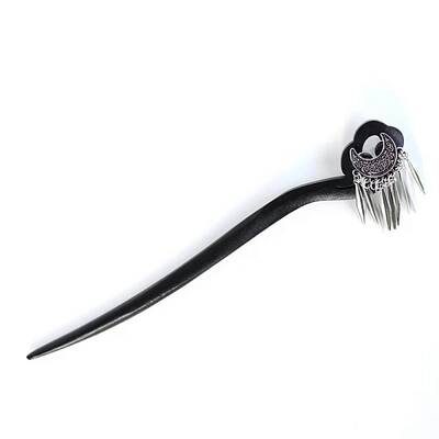 Crescent Tassel Wood Hair Sticks