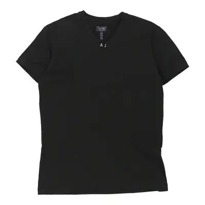 Armani Jeans V-neck T-Shirt - Medium Black Cotton Blend