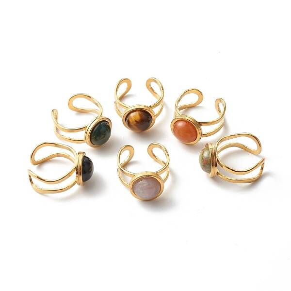 Natural & Synthetic Mixed Gemstones Cuff Ring