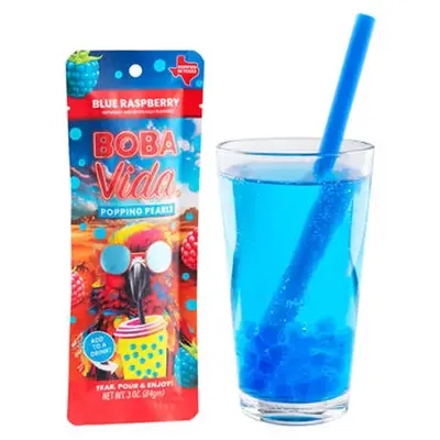 BOBAVida Popping Boba Portable Pouch - No Preservatives, Real Fruit Juice & Cane Sugar - Includes Boba Straw for Easy Drink A...