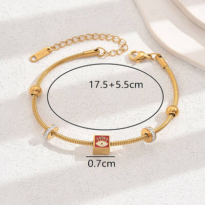 Vintage Luxurious Evil Eye Beaded Stainless Steel Bracelet Women Holiday Style
