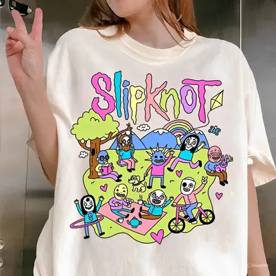 Slipknot Happy Times Playing Together T-shirt - Metal Band Shirt Cotton Graphic Tee Gift Casual Fabric