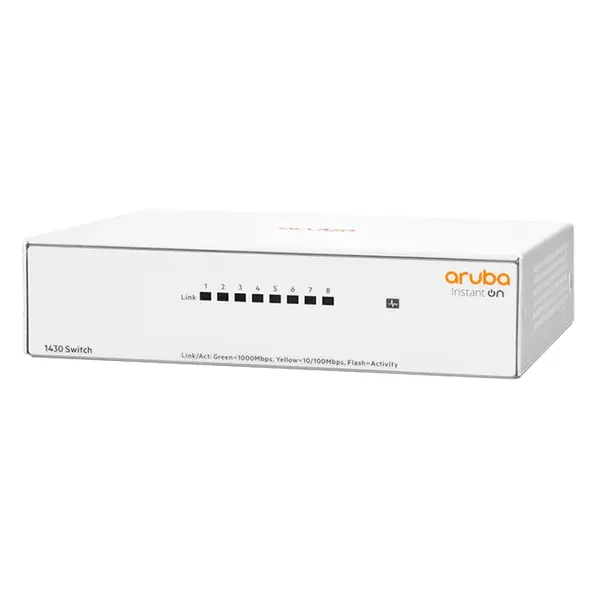R8R45A#ACC HP Aruba Instant On 1430 8G 8-Ports RJ-45 10/100/1000Base-T Gigabit Ethernet Rack-Mountable Layer 2 Unmanaged Netw...