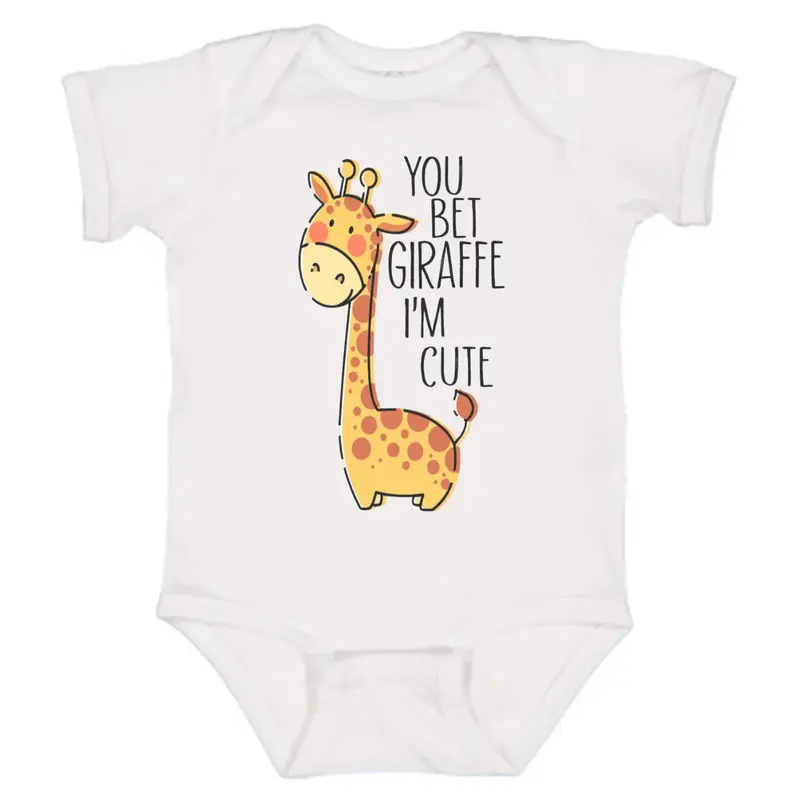 You Bet Giraffe I'm Cute Baby Onesie, Funny Animal Baby Shower Gift, Cotton Baby Clothes Baby Clothes Girl