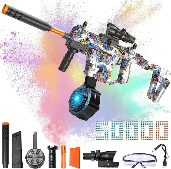 JOYNAS Automatic Dual Mode Gel Balls Blaster Toys Rechargeable Splatter Gel Ball Blaster with Goggles and Ammo Drum, Outdoor ...