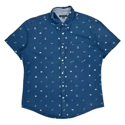 Tommy Hilfiger Patterned Shirt - XL Blue Cotton