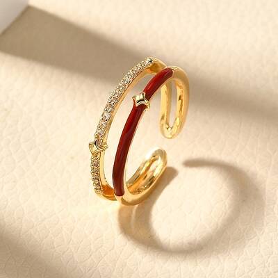 Brass Micro Pave Clear Cubic Zirconia Cuff Rings for Women