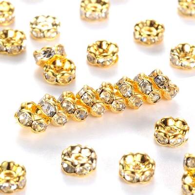 Brass Rhinestone Spacer Beads