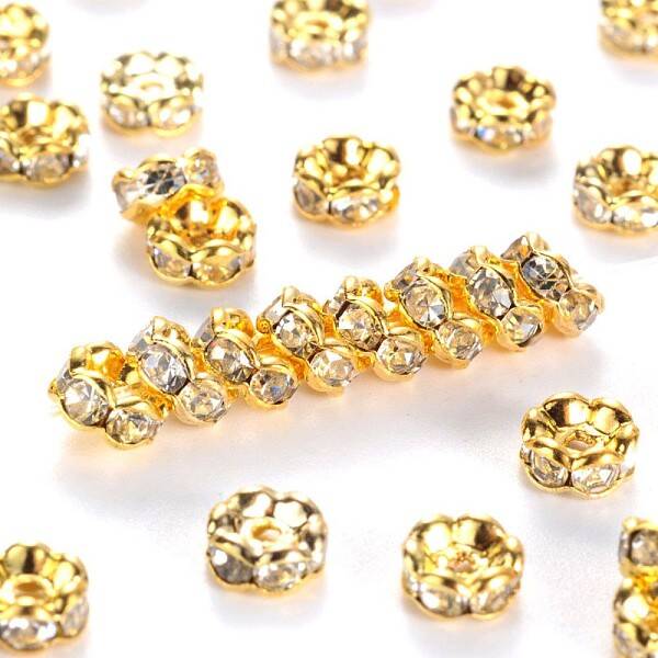 Brass Rhinestone Spacer Beads