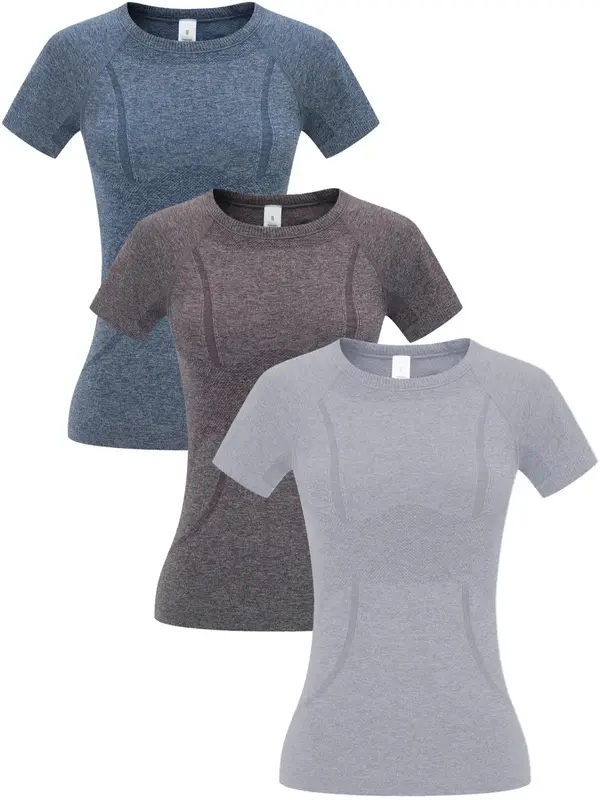 Women's Solid Raglan Sleeve Sports Tee, Quick Drying Breathable Round Neck Short Sleeve T-shirt, Ladies Back To School Sports...