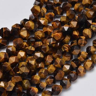 Faceted Natural Tiger Eye Beads Strands