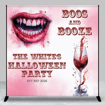 Aperturee Boos And Booze Custom Name Halloween Party Backdrop - Aperturee
