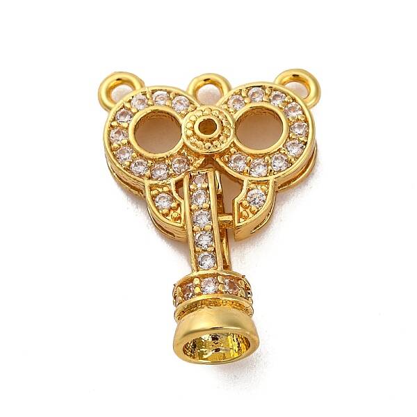 Brass Micro Pave Clear Cubic Zirconia Fold Over Clasps