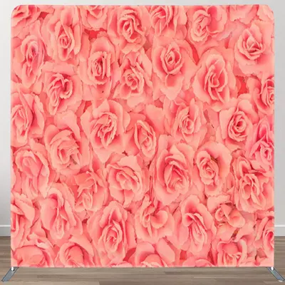 Aperturee Fresh Pink Roses Fabric Valentines Day Backdrop Cover - Aperturee