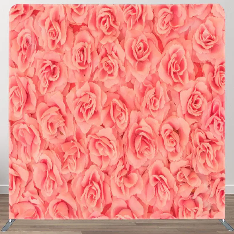 Aperturee Fresh Pink Roses Fabric Valentines Day Backdrop Cover - Aperturee