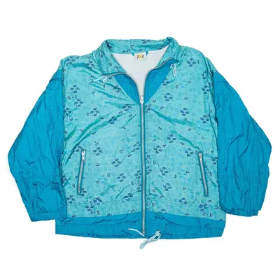 LET'S JET Shell Jacket Blue 80s Floral Womens M