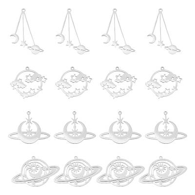 16Pcs 4 Style 201 Stainless Steel Pendants