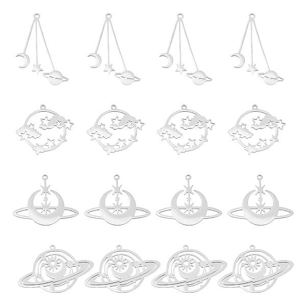 16Pcs 4 Style 201 Stainless Steel Pendants
