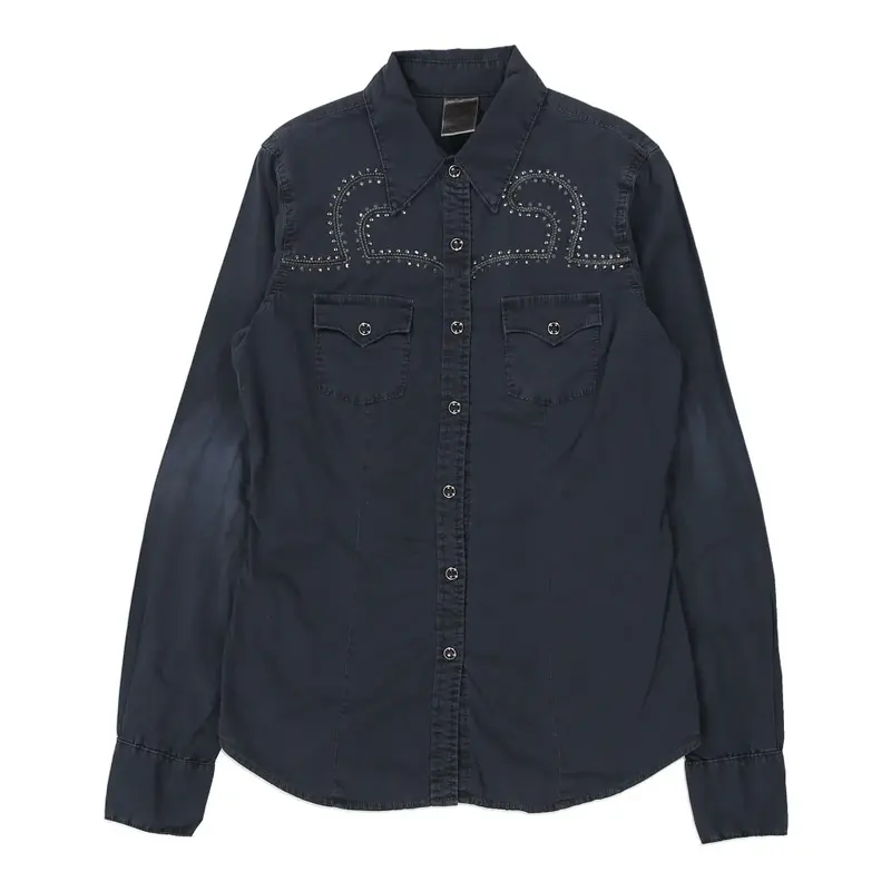 Made in Usa True Religion Embroidered Shirt - XS Navy Cotton