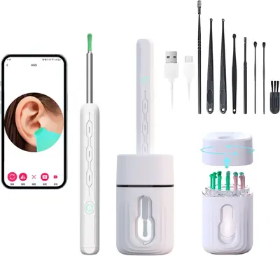 Ear Wax Removal Tool Camera - Ear Cleaner with 1080P HD Camera, Otoscope with Light, Earwax Removal Kit for iPhone, iPad, And...