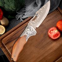 Damascus steel camping knife, chef's knife, suitable for kitchen, camping and outdoor use - the perfect gift for dad, Christm...
