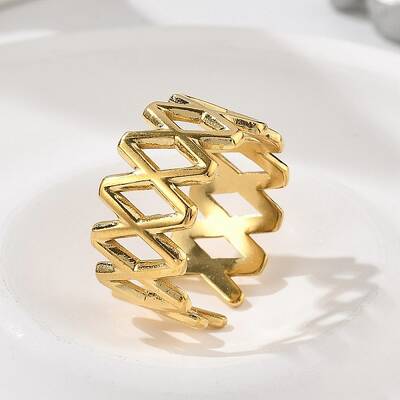 Letter X 304 Stainless Steel Open Cuff Rings