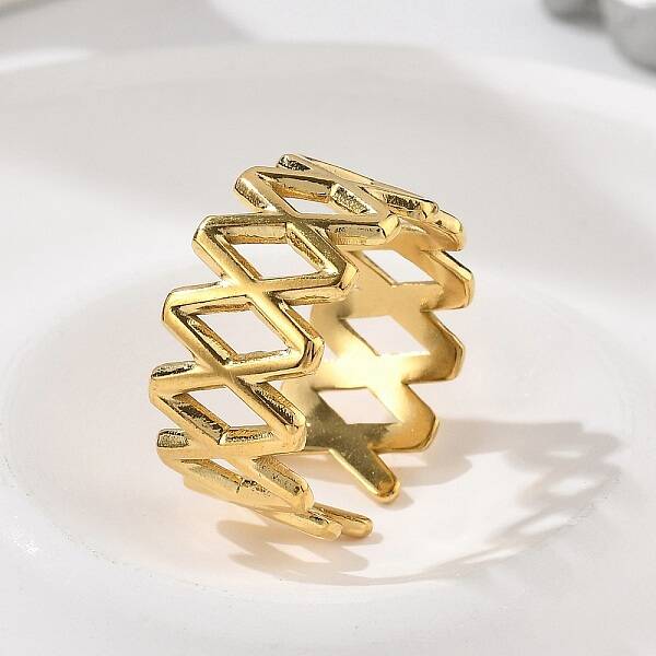 Letter X 304 Stainless Steel Open Cuff Rings