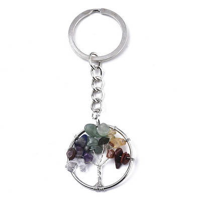 Natural Mixed Gemstone Chips Chakra Keychain