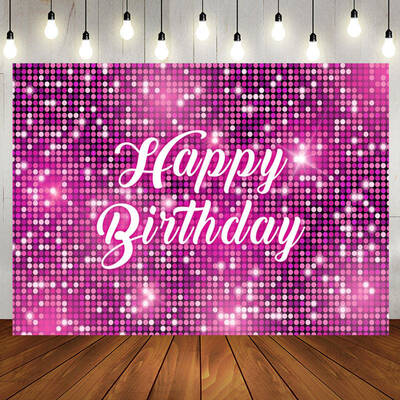 Pink Sparkling Sequin Dance Happy Birthday Backdrop - Aperturee