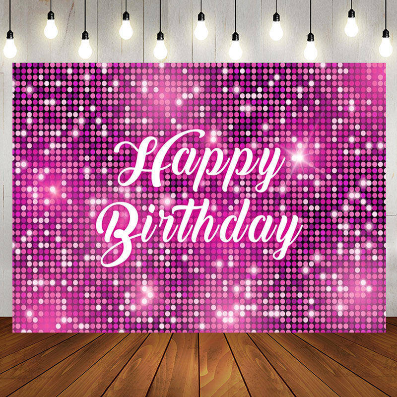 Pink Sparkling Sequin Dance Happy Birthday Backdrop - Aperturee